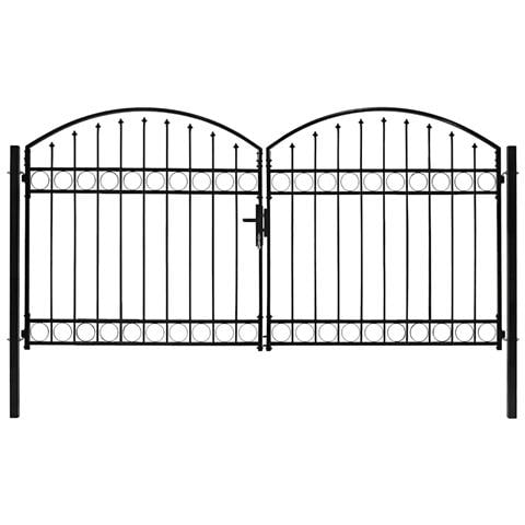 Cancello A Doppia Anta Ad Arco In Acciaio 300x125 Cm Nero - Foto 5