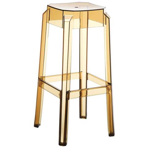 Sgabello Outdoor Fox in Polipropilene - Sgabello Resistente ad Agenti Atmosferici - Sgabello Bar Stabile e Leggero (2 kg) - Sgabello Fisso Alto 75cm con Poggiapiedi Ambra - Foto 1