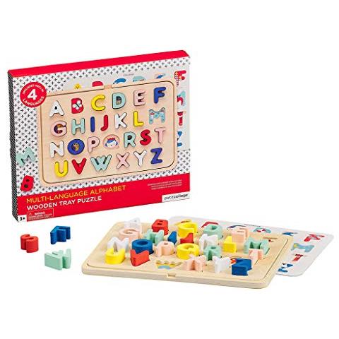 Piccolo Collage- Multi-language Alfabeto Vassoio Di Legno Puzzle Vassoio Di Di Legno Dell'alfabeto Multilinguemulticoloreptc319 - Foto 2