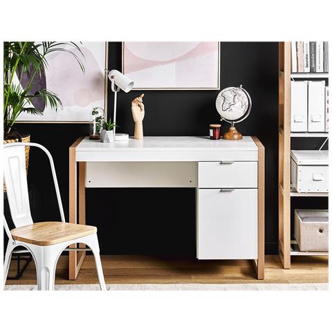 Scrivania Johnson Marrone/ Bianco 112 Cm 50 Cm Con Contenitore - Foto 8