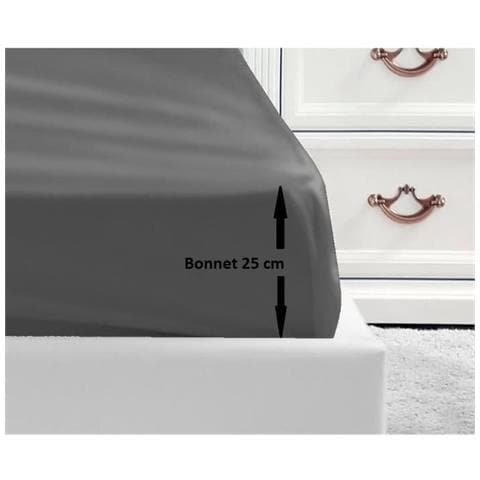 Lenzuolo Con Angoli 100% Cotone 140x190x25 Cm Grigio Scuro - Foto 3