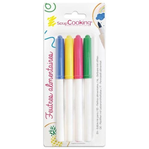 4 Pennarelli Alimentari Gialli, Verdi, Rosa, Blu - Foto 1