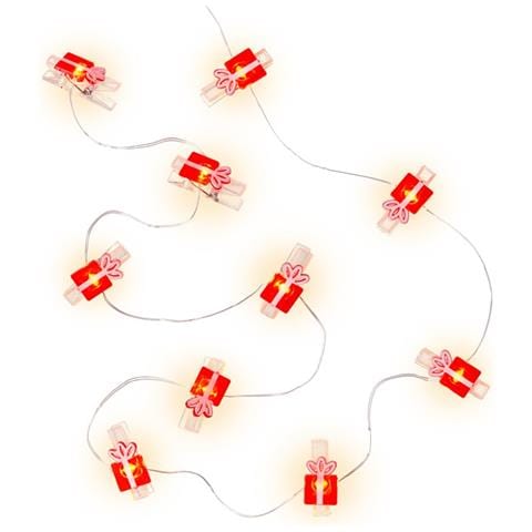 Stringa 10 Led Con Clip Pacchetto Regalo Per Appendere Foto Ip20 Con Timer - Foto 1