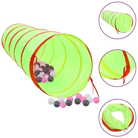 Tunnel Da Gioco Per Bambini 250 Palline Verde 175 Cm Poliestere - Foto 1