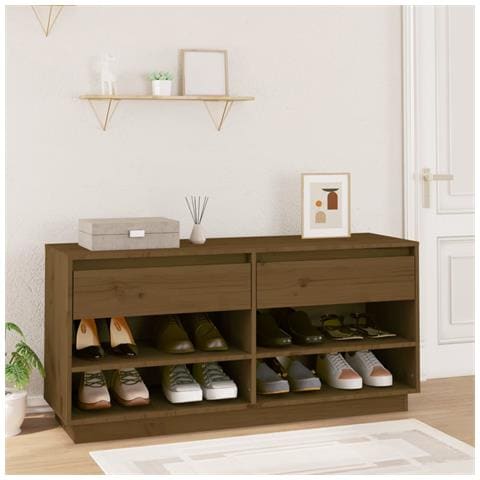 Scarpiera Miele 110x34x52 Cm In Legno Massello Di Pino - Foto 10