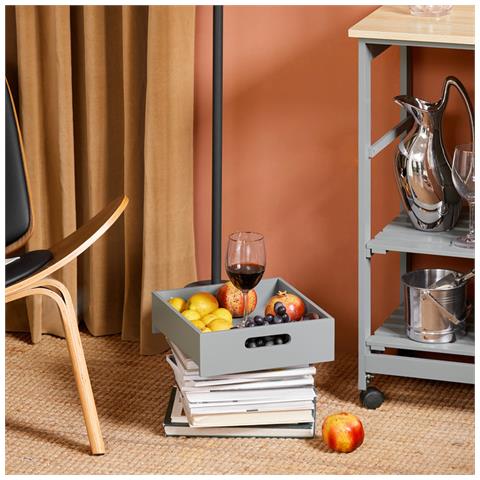 Carrello Cucina Credenza Da Cucina O Bagno Con 3 Cassetti E 1 Cestino L68*p38*a85 Cm Colore Grigio Fkw79-hg - Foto 5