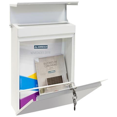 Figure E6701 Cassetta Postale Individuale In Acciaio, Cassetta Della Posta Con Serratura Coperta, Dimensione M (din A4 E Riviste), Bianco - Foto 2