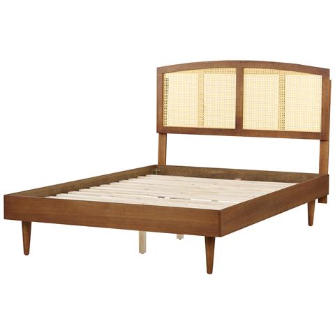 Letto Con Led Rattan Varzy 140 X 200 Cm Marrone - Foto 2