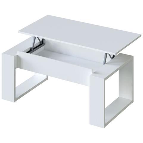 Tavolino Alzabile - Melaminico Bianco - 105 X 55 X 45 Cm Nova - Foto 1