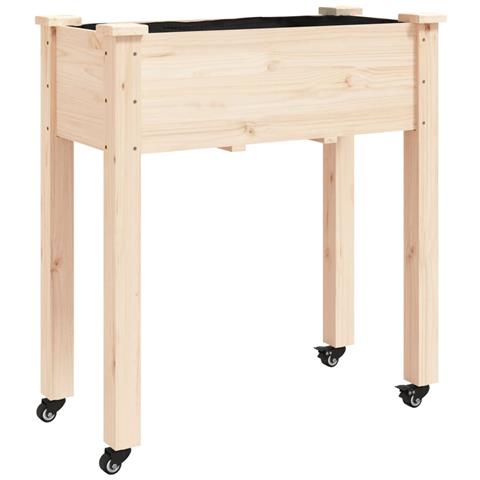 Fioriera Con Ruote E Fodera 71x37x80 Cm Legno Massello Di Abete - Foto 2