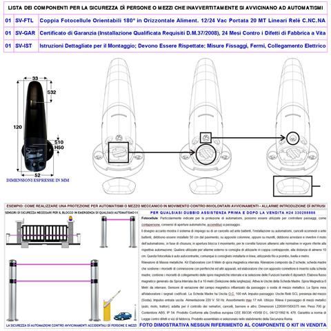 Coppia Di Fotocellule Ruotabili 180° In Orizzontale Controllo E Sicurezza Cancello Elettrico Automatico Tx E Rx Portat - Foto 2