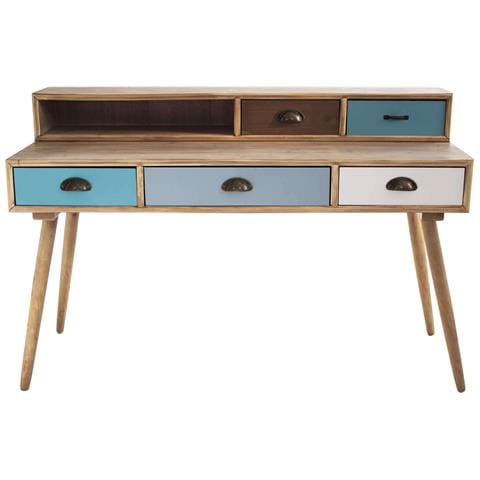 Scrivania Porta Pc In Legno Con 1 Ripiano E 5 Cassetti Colorati Milly - Foto 1