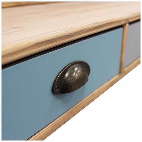 Scrivania Porta Pc In Legno Con 1 Ripiano E 5 Cassetti Colorati Milly - Foto 7