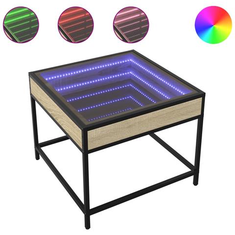 Tavolino Da Salotto Con Led Infinity Rovere Sonoma 50x50x41 Cm - Foto 2