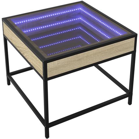 Tavolino Da Salotto Con Led Infinity Rovere Sonoma 50x50x41 Cm - Foto 3