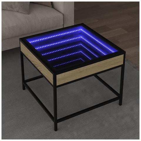 Tavolino Da Salotto Con Led Infinity Rovere Sonoma 50x50x41 Cm - Foto 1