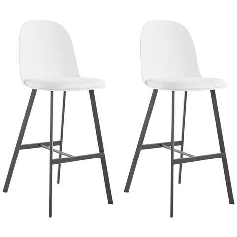 Asta Set Di 2 Sgabelli In Pu E Plastica Bianco Con Gambe In Metallo Nero - Foto 1