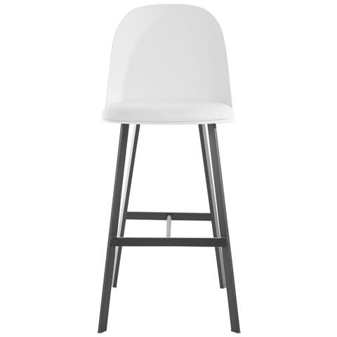 Asta Set Di 2 Sgabelli In Pu E Plastica Bianco Con Gambe In Metallo Nero - Foto 2