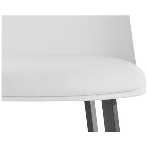 Asta Set Di 2 Sgabelli In Pu E Plastica Bianco Con Gambe In Metallo Nero - Foto 6