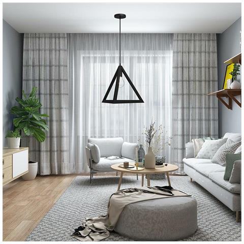 Lampadario Lampada Sospensione Piramide 30cm Design Moderno Paralume Nero - Foto 2