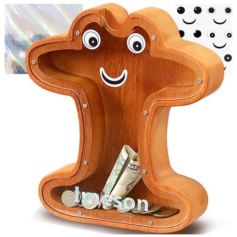 Salvadanaio A Forma Di Lettera I In Legno 20,5 X 4 X 23 Cm - Foto 1