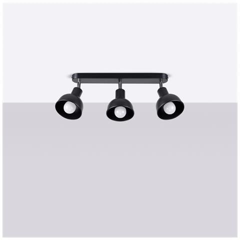 Lampada A Soffitto Elba 3 Nero Sl. 1318 - Soppalco Lampade Da Soffitto Nero 18.5x59x24 Cm - Foto 2