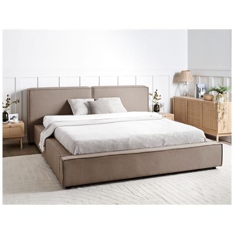 Letto Tessuto Linards 180 X 200 Cm Marrone Chiaro - Foto 1