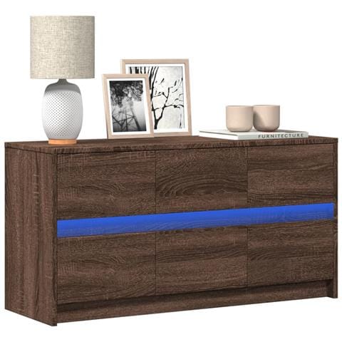 Mobile Porta TV con LED Rovere Marrone 100x34x50 cm Truciolato - Foto 2
