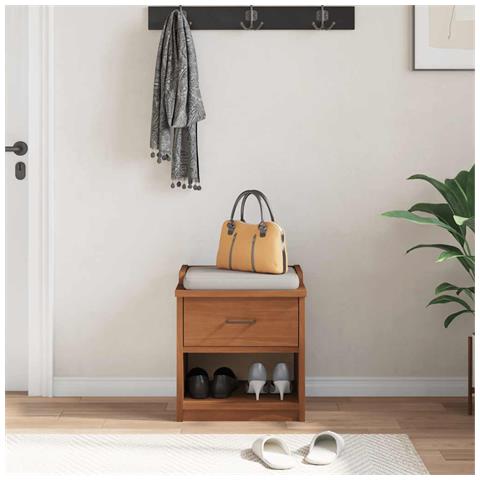 Panca Da Corridoio Sandnes 45x40x50 Cm Legno Massello Di Pino - Foto 3