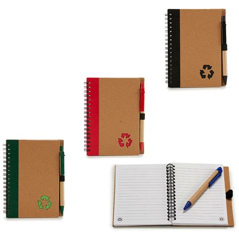 Confezione Da 4 Quaderni In Cartone Riciclato + Penna 16x12 Cm. Assortimento Di 4 Design. - Foto 2