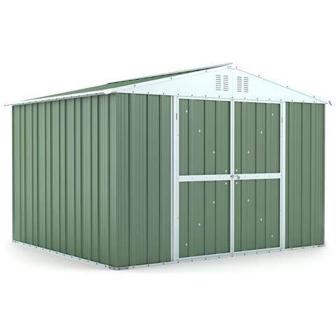 Casetta Acciaio Da Giardino In Lamiera Zincata 327x269cm X H 215cm - 132 Kg - 8,80mq Verde - Foto 1