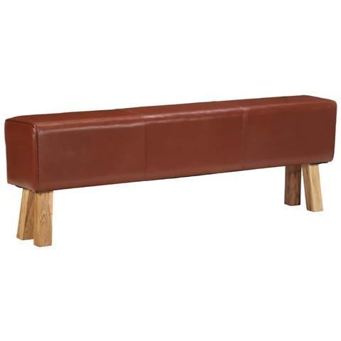 Lusso Casadino -  Panca Da Palestra 160cm Vera Pelle Marrone E Massello Di Acacia - Foto 2