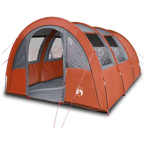 Tenda da Campeggio a Tunnel per 4 Persone Grigio e Arancione - Foto 1