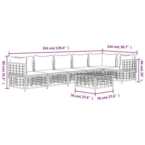 Set Divani da Giardino 7 pz con Cuscini Antracite in Polyrattan - Foto 9