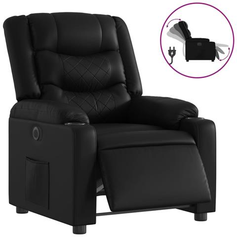 Poltrona Reclinabile Elettrica Nera in Similpelle - Foto 1