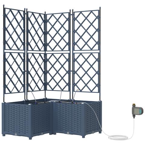 Fioriere da Giardino con Sistema di Irrigazione 3 pcs Grigio - Foto 1