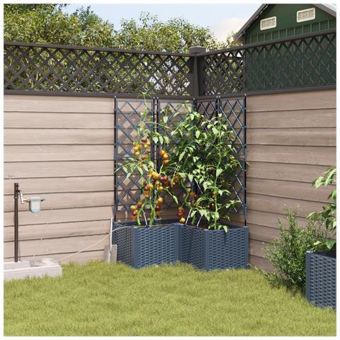 Fioriere da Giardino con Sistema di Irrigazione 3 pcs Grigio - Foto 2