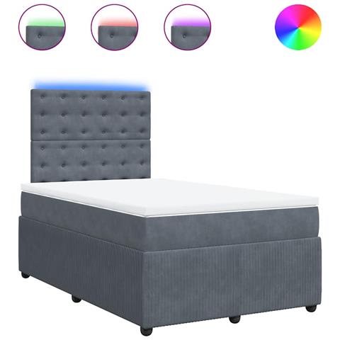 Giroletto a Molle con Materasso Grigio Scuro 120x190 cm Velluto - Foto 1