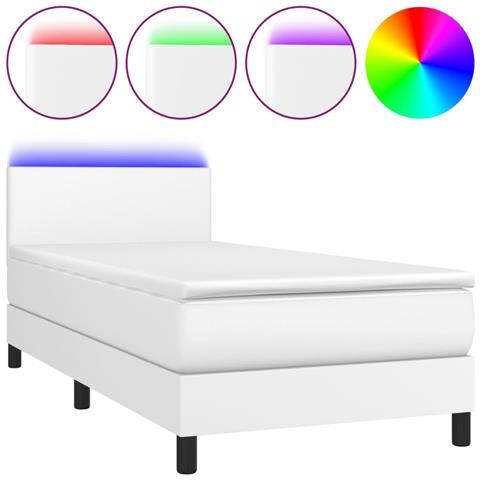 Giroletto Molle con Materasso e LED Bianco 90x200 cm Similpelle - Foto 1