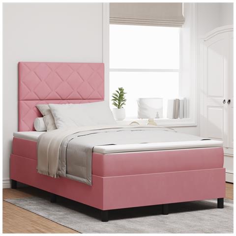 Letto Box Spring con Materasso Rosa 120x200 cm in Velluto - Foto 2