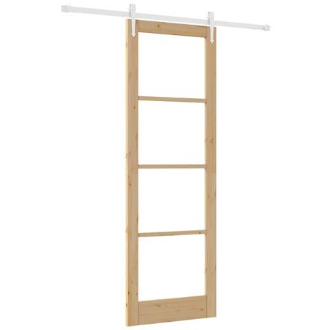 Set Porta Scorrevole  con Kit Fissaggio 78x232 cm Legno Massello Pino, Porta Interna  con Vetro 'ORKDAL'78x232x4 cm Legno Massello Pino - Foto 1