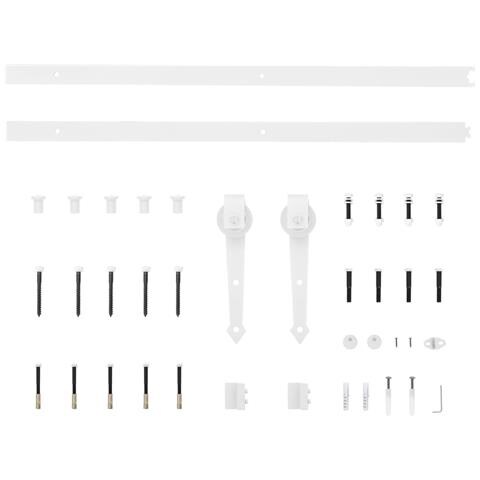 Set Porta Scorrevole  con Kit Fissaggio 78x232 cm Legno Massello Pino, Porta Interna  con Vetro 'ORKDAL'78x232x4 cm Legno Massello Pino - Foto 9