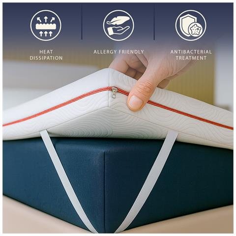 Topper Una Piazza E Mezza 120x190 Memory Foam Puro | Altezza 5 Cm | Traspirante E Anallergico - Foto 8