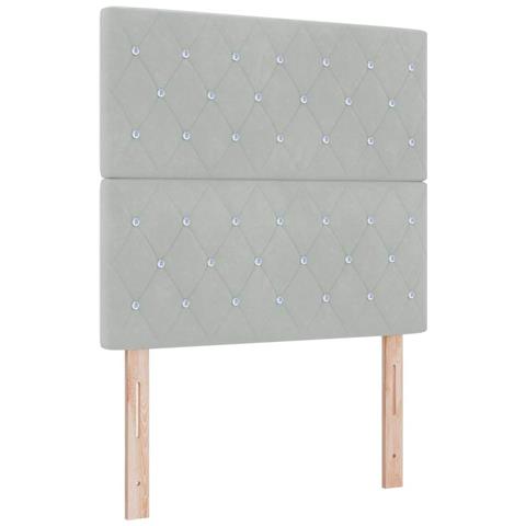 Testiera LED Argille con testiera Grigio chiaro 100 cm Velluto - Foto 1