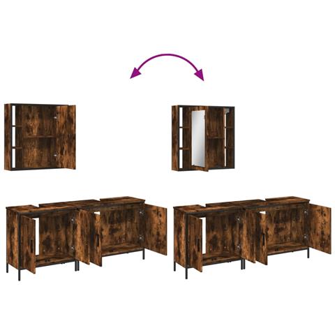 Set Mobili da Bagno 3 pz Rovere Fumo in Legno Multistrato - Foto 9