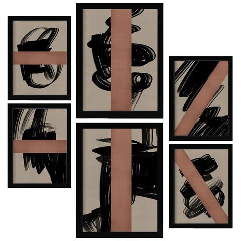 Set Di 6 Stampe Artigianato Utopico In Forma Astratta, Dipinti Decorativi Estetici Per Il Tuo Soggiorno, Camera Da Letto, Casa A3 & A4 Cornice Nera - Foto 1