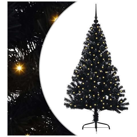 Albero di Natale artificiale con luci integrate Nero 150 cm PVC - Foto 1