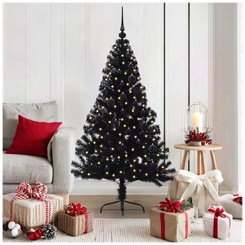 Albero di Natale artificiale con luci integrate Nero 150 cm PVC - Foto 2