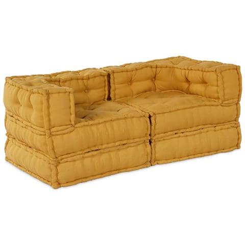 Divano modulare 2 pcs Giallo 140 x 70 x 56 cm Tessuto - Foto 1