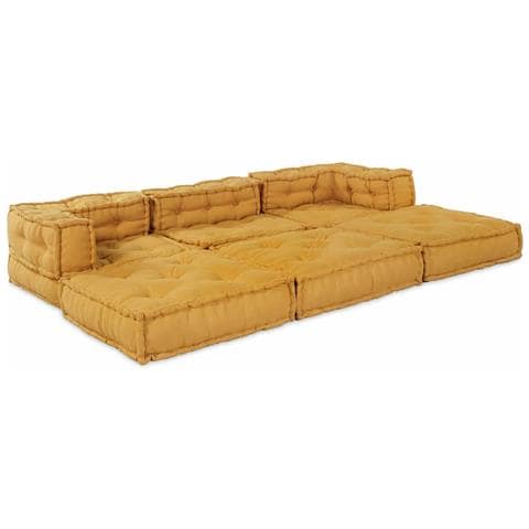 Divano modulare 2 pcs Giallo 140 x 70 x 56 cm Tessuto - Foto 2